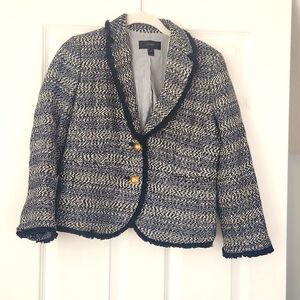 J.Crew Fringed Lady Jacket in Blue Size 4P